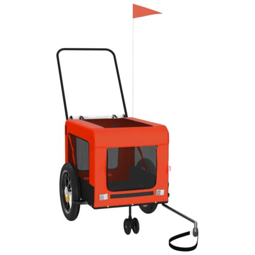 Pet Bike Trailer Orange Black Oxford Fabric Iron - Image 4