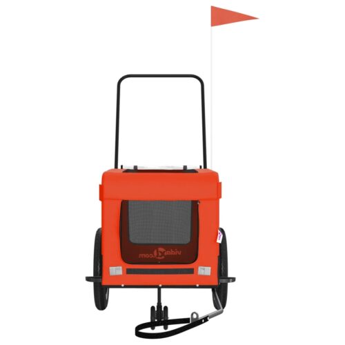 Pet Bike Trailer Orange Black Oxford Fabric Iron - Image 5