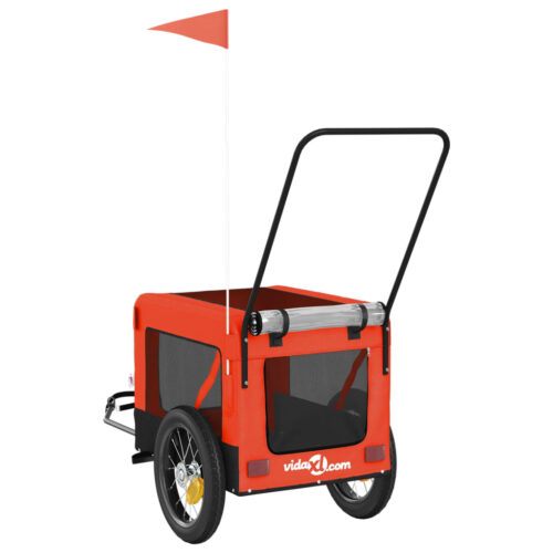 Pet Bike Trailer Orange Black Oxford Fabric Iron - Image 9