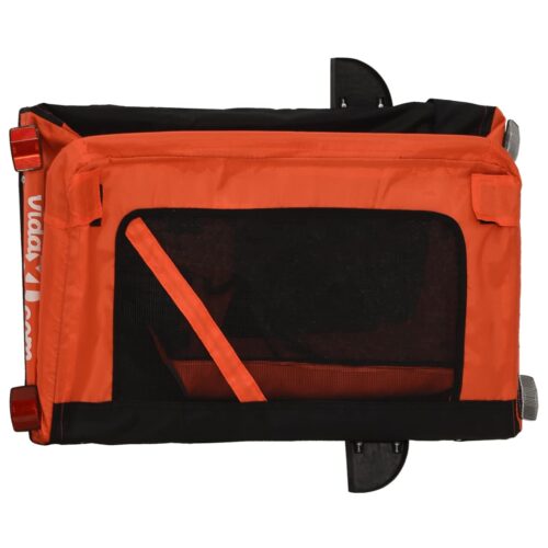 Pet Bike Trailer Orange Black Oxford Fabric Iron - Image 10