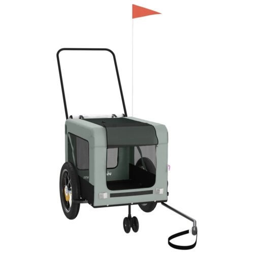 Pet Bike Trailer Grey Black Oxford Fabric Iron