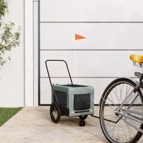 Pet Bike Trailer Grey Black Oxford Fabric Iron - Image 2