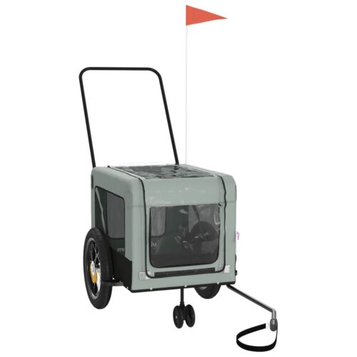 Pet Bike Trailer Grey Black Oxford Fabric Iron - Image 3