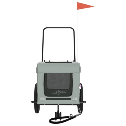 Pet Bike Trailer Grey Black Oxford Fabric Iron - Image 5