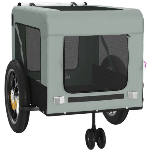 Pet Bike Trailer Grey Black Oxford Fabric Iron - Image 6