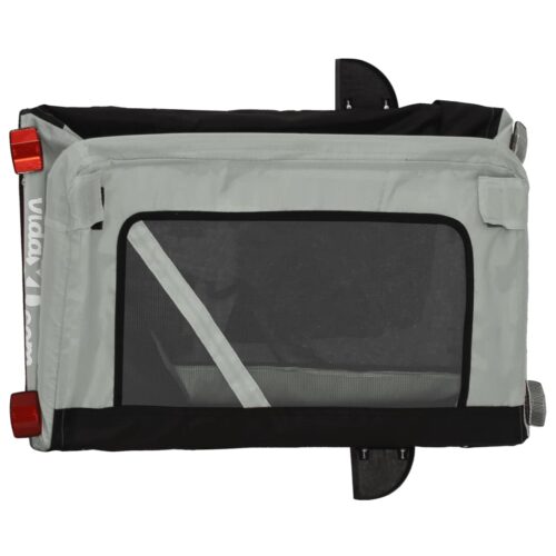Pet Bike Trailer Grey Black Oxford Fabric Iron - Image 10