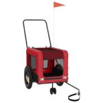 Pet Bike Trailer Red Black Oxford Fabric Iron