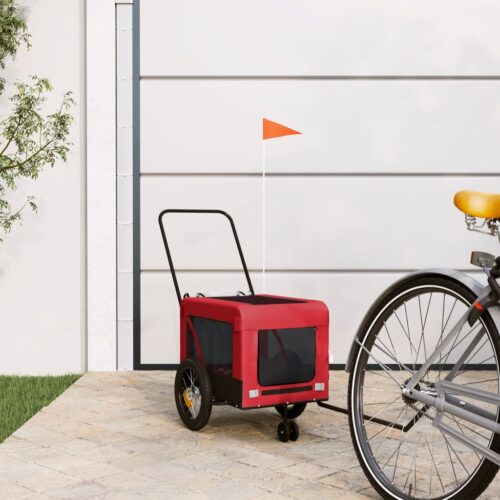 Pet Bike Trailer Red Black Oxford Fabric Iron - Image 2