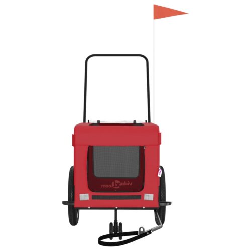 Pet Bike Trailer Red Black Oxford Fabric Iron - Image 5