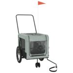 Pet Bike Trailer Grey Black Oxford Fabric Iron