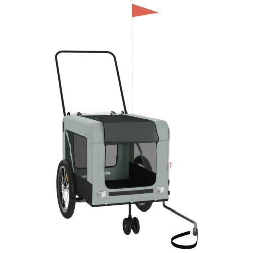 Pet Bike Trailer Grey Black Oxford Fabric Iron - Image 3