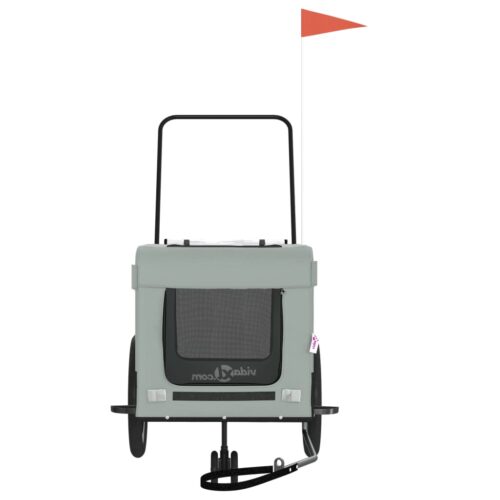 Pet Bike Trailer Grey Black Oxford Fabric Iron - Image 5