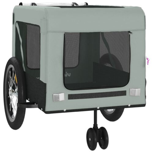 Pet Bike Trailer Grey Black Oxford Fabric Iron - Image 6