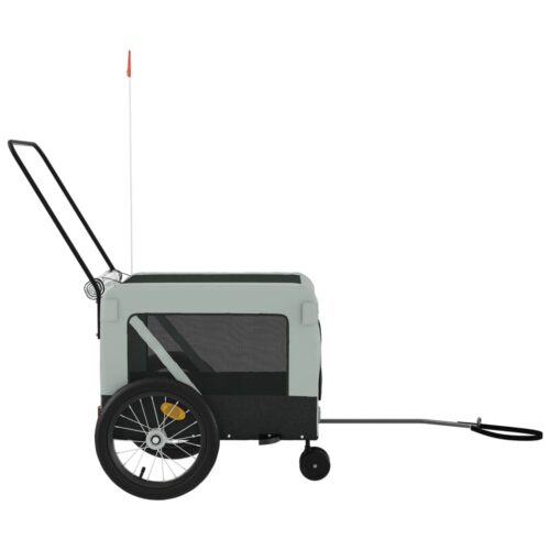 Pet Bike Trailer Grey Black Oxford Fabric Iron - Image 7