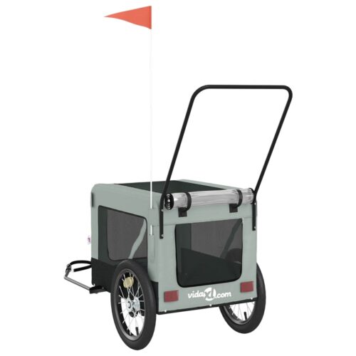 Pet Bike Trailer Grey Black Oxford Fabric Iron - Image 9
