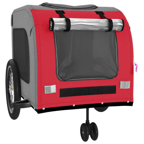Pet Bike Trailer Red Grey Oxford Fabric Iron - Image 4