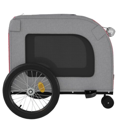 Pet Bike Trailer Red Grey Oxford Fabric Iron - Image 6