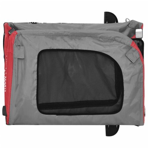 Pet Bike Trailer Red Grey Oxford Fabric Iron - Image 8