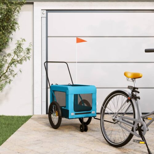 Pet Bike Trailer Blue Black Oxford Fabric Iron - Image 11
