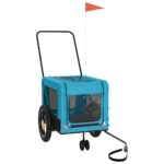 Pet Bike Trailer Blue Black Oxford Fabric Iron