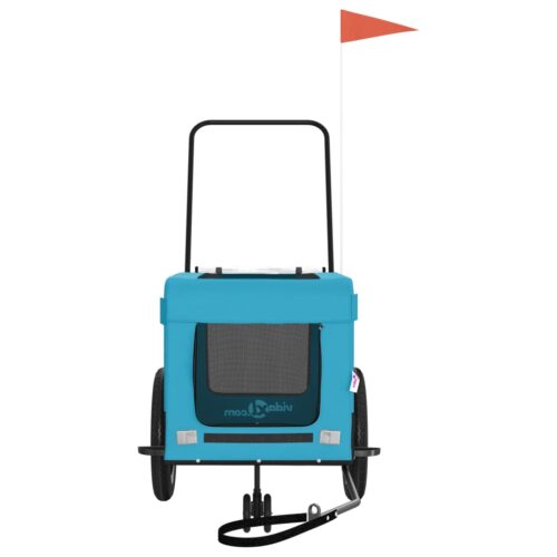 Pet Bike Trailer Blue Black Oxford Fabric Iron - Image 4