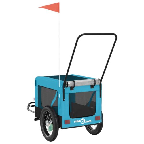 Pet Bike Trailer Blue Black Oxford Fabric Iron - Image 8