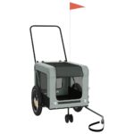 Pet Bike Trailer Grey Black Oxford Fabric Iron