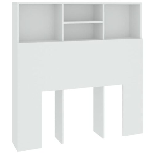 Wooden Headboard with Storage Shelf Rack Bed Head Bedhead White Single 100cm - Image 2