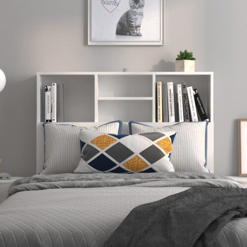 Wooden Headboard with Storage Shelf Rack Bed Head Bedhead White Single 100cm - Image 3