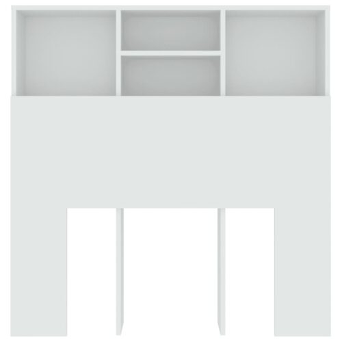 Wooden Headboard with Storage Shelf Rack Bed Head Bedhead White Single 100cm - Image 4