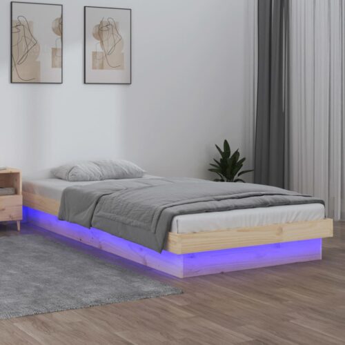 LED Bed Frame 90x190cm Solid Wood