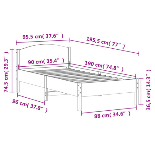Bed Frame 90x190cm Solid Wood Pine - Image 8