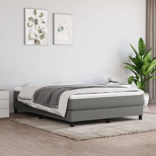 Bed Frame Dark Grey Double Fabric