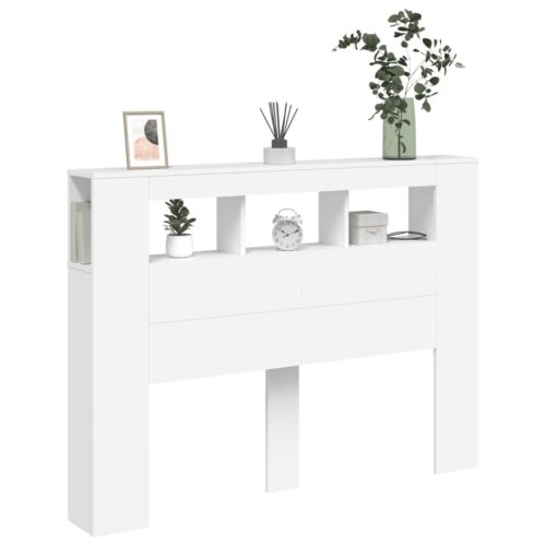 LED Headboard White 140cm Engineered Wood - Image 4