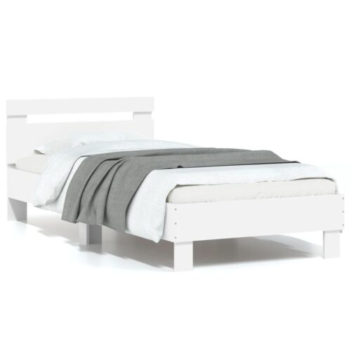 Bed Frame with Headboard White 90x190cm