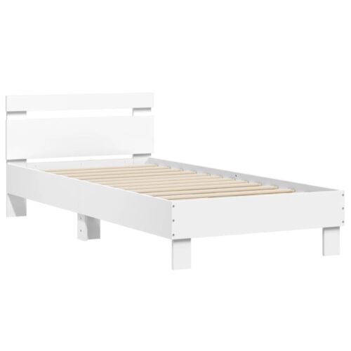 Bed Frame with Headboard White 90x190cm - Image 2