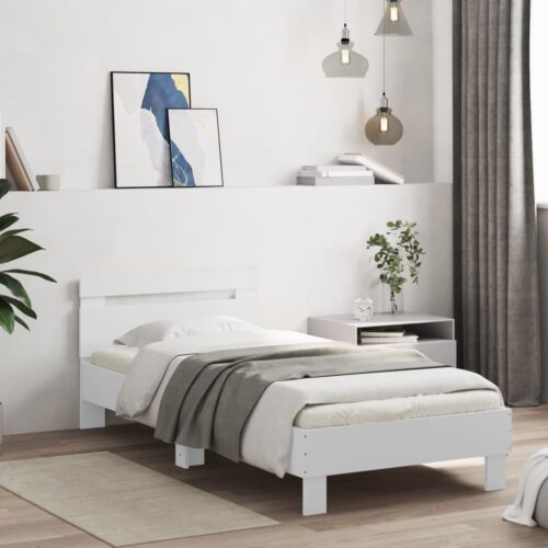 Bed Frame with Headboard White 90x190cm - Image 3