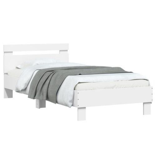 Bed Frame with Headboard White 90x190cm - Image 4