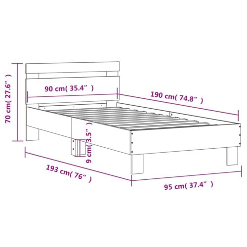 Bed Frame with Headboard White 90x190cm - Image 10