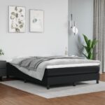 Bed Frame Black Queen Faux Leather