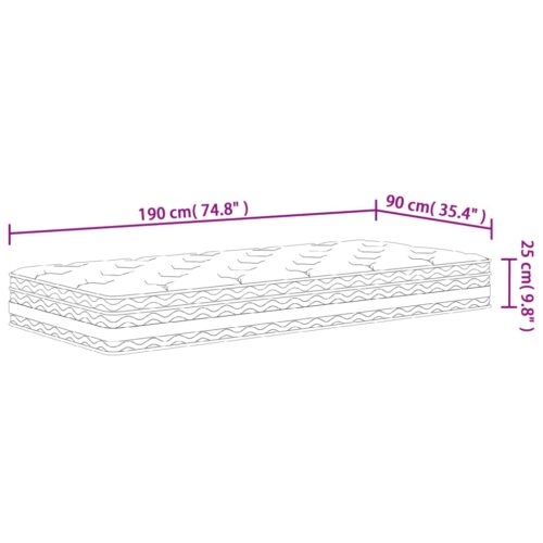 Pocket Spring Mattress Fabric Foam Medium Firm Bed Single Size 90x190cm - Image 2