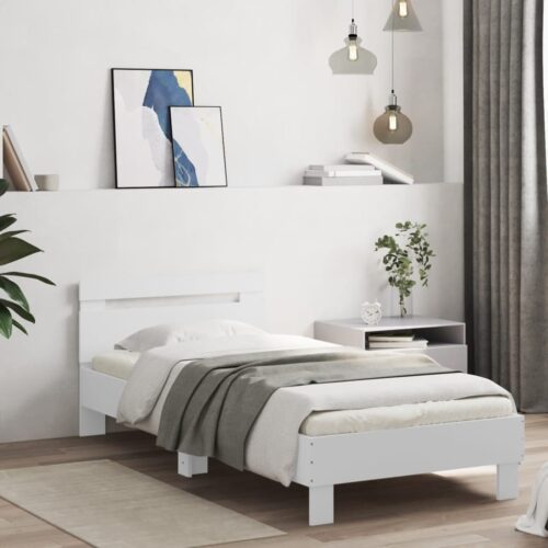 Bed Frame with LED Lights White 90x190cm - Image 3