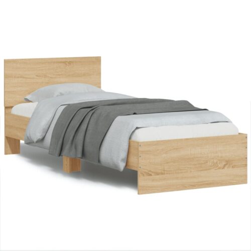 Bed Frame with Headboard Sonoma Oak 90x190cm