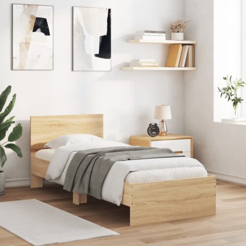 Bed Frame with Headboard Sonoma Oak 90x190cm - Image 3