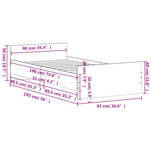 Bed Frame Sonoma Oak 90x190cm Engineered Wood - Image 9