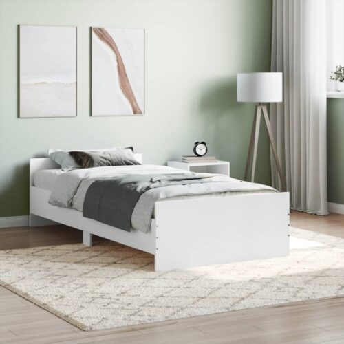 Bed Frame White 90x190cm Engineered Wood