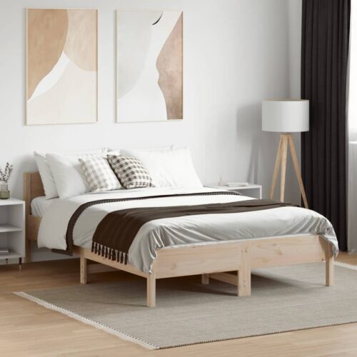 Bed Frame 135x190cm Solid Wood Pine - Image 3