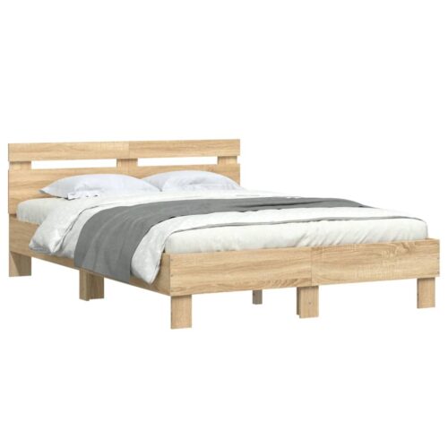 Bed Frame with LED Sonoma Oak 135x190cm - Image 5