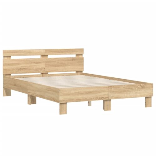 Bed Frame with LED Sonoma Oak 135x190cm - Image 6