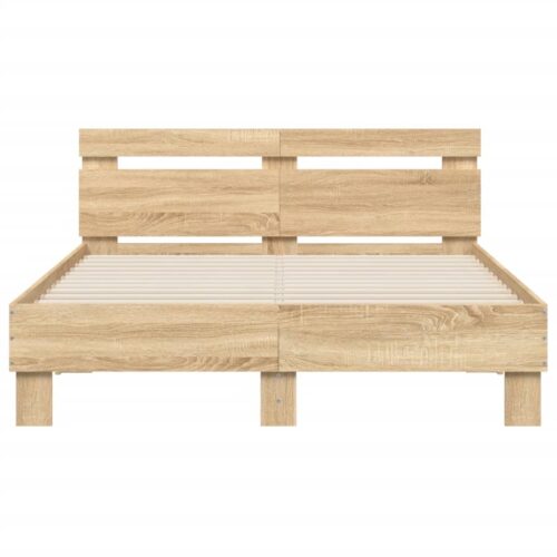Bed Frame with LED Sonoma Oak 135x190cm - Image 7